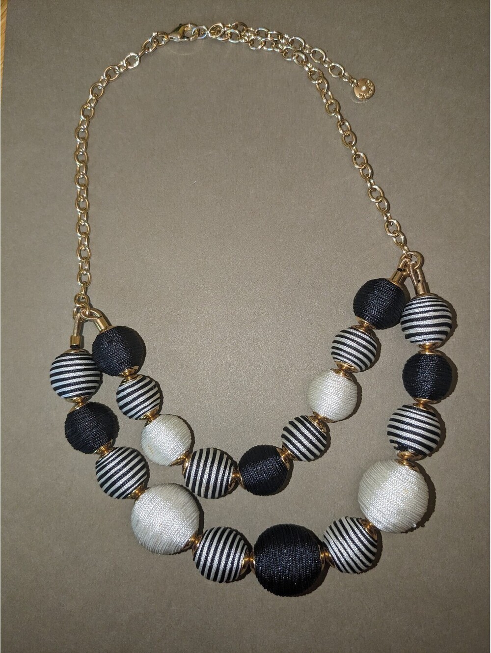 Talbots, It's A Wrap Spheres Necklace, black, white and cream